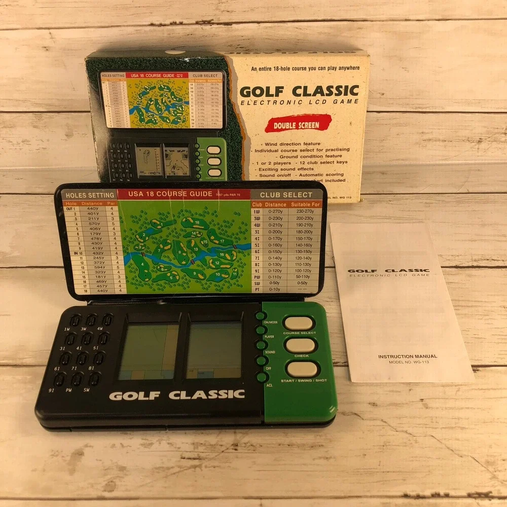 Golf Classic Electronic LCD Game Double Screen Handheld Vintage WG-113 Boxed